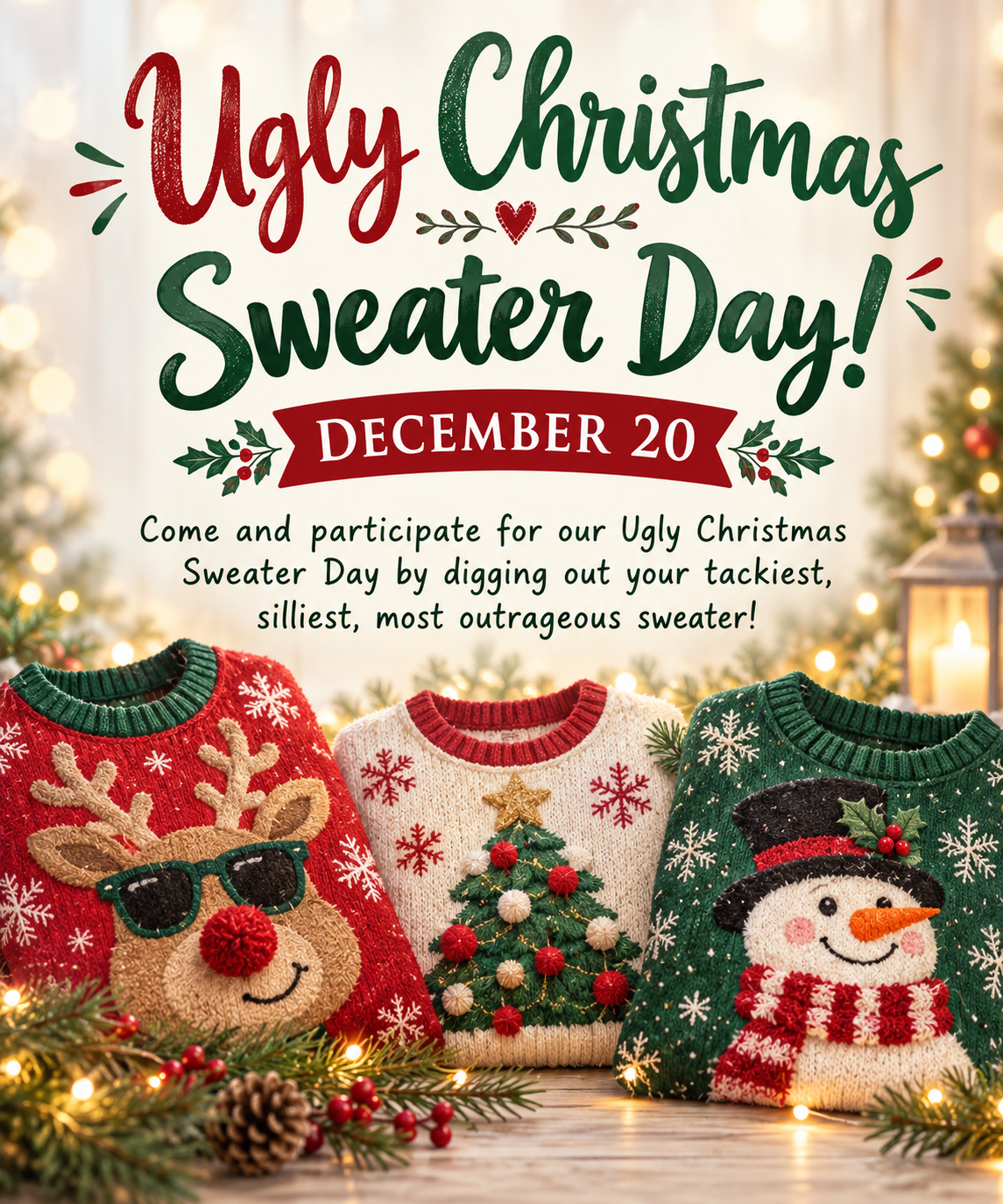 Ugly Christmas Sweater Day flyer
